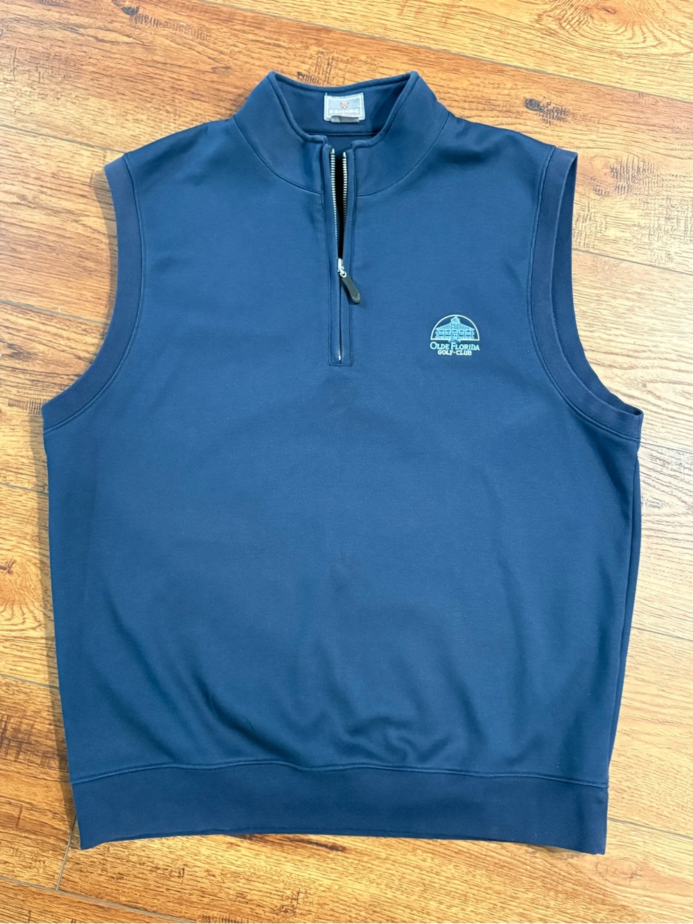 Fennec Olde Florida Golf Club Quarter Zip Golf Vest Mens Large Navy